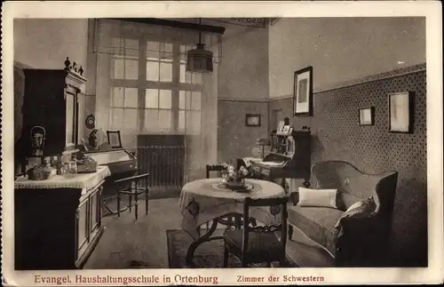 Ak Ortenburg Niederbayern, Ev. Haushaltungsschule, Schwesternzimmer
