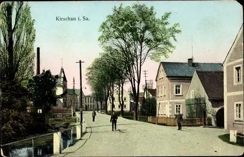 Ak Kirschau Krs. Bautzen Sachsen, Blick i.d. Ort, Teich