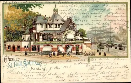 Litho Hamburg Mitte St. Pauli, Fährhaus