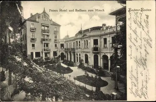 Ak Baden Baden am Schwarzwald, Peters Hotel und Badhaus zum Hirsch