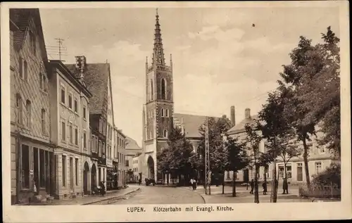 Ak Eupen Wallonien Lüttich, Klötzerbahn, Evangelische Kirche