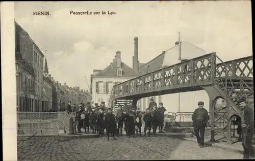 Ak Menin Menen Meenen Lys Westflandern, Passerelle sur la Lys