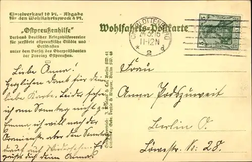 Ak Ostpreußen, Heimkehr einer Familie von der Flucht, Kriegszerstörungen, I WK