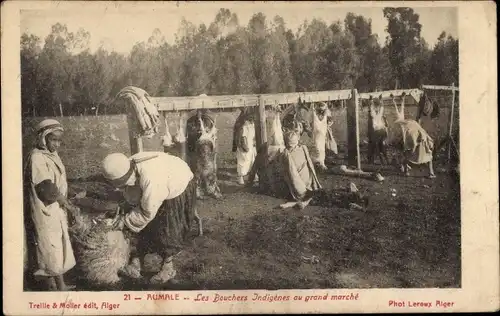 Ak Aumale Algerien, Les Bouchers Indigenes au grand marche, Maghreb