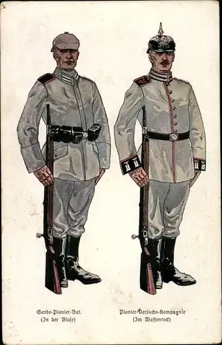 Ak Deutschlands Armee in feldgrauer Uniform, Pionier Bat. 1, Telegraphen Bat. 1