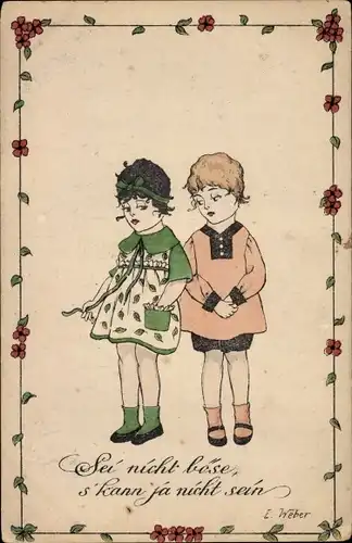 Künstler Ak Weber, E., Sei nicht böse, s' kann ja nicht sein, Kinder