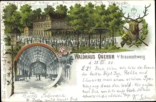 Litho Querum Braunschweig in Niedersachsen, Waldhaus Querum, Gesellschaftssaal