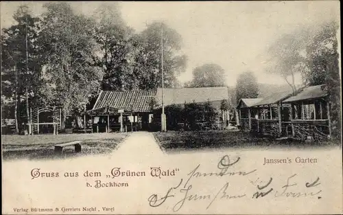 Ak Bockhorn in Oldenburg Friesland, Gasthaus zum Grünen Wald, Janssen's Garten