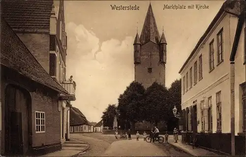 Ak Westerstede in Oldenburg Ammerland, Marktplatz mit Kirche