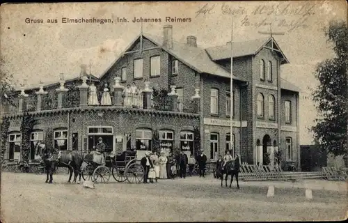 Ak Elmschenhagen Kiel, Gasthaus, Kutsche, Reiter