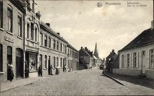 Ak Meulebeke Westflandern, Statiestraat, Rue de la Station