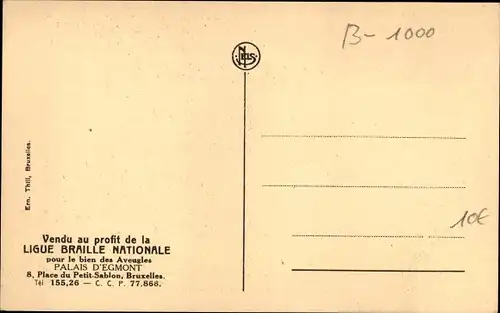 Ak Bruxelles Brüssel, Bibliotheque de la Ligue Braille, Place du Petit Sablon
