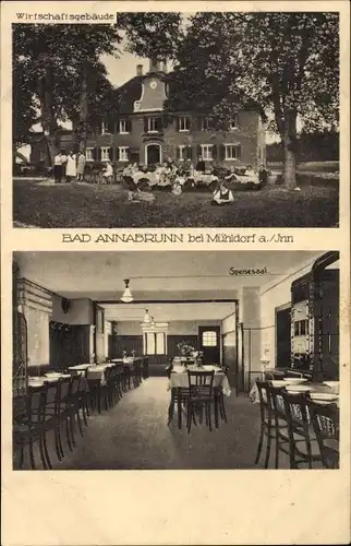 Ak Bad Annabrunn bei Mühldorf am Inn Obertaufkirchen Oberbayern, Wirtschaftsgebäude, Speisesaal