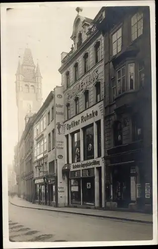 Foto Ak Bâle Basel Stadt Schweiz, Optiker Ruhnke, Straßenpartie