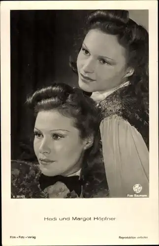 Ak Schauspielerinnen Hedi und Margot Höpfner, Portrait