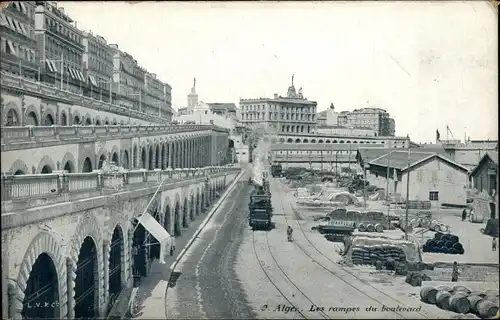 Ak Algier Alger Algerien, Les rampes de boulevard