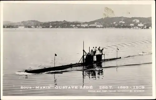 Foto Ak Französisches U Boot, Gustave Zede, Sous Marin