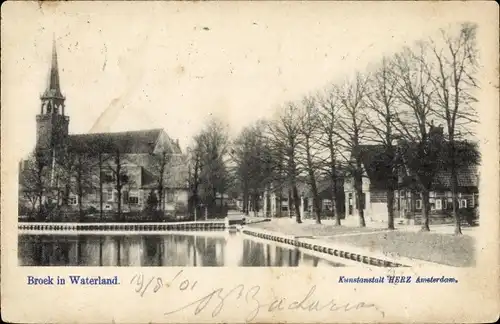 Ak Broek in Waterland Nordholland Niederlande, Teilansicht mit Kirche