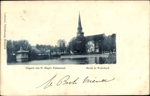 Ak Broek in Waterland Nordholland Niederlande, Kirche