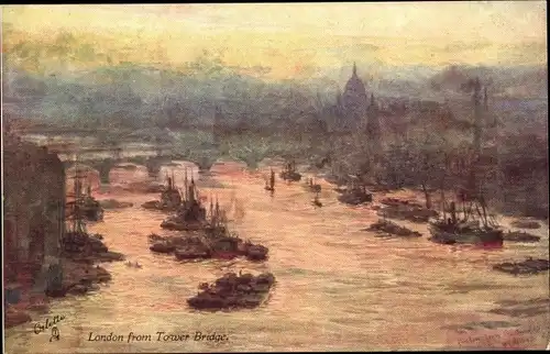 Künstler Ak London City, London from the Tower Bridge, Tuck, Father Thames, No. 7514