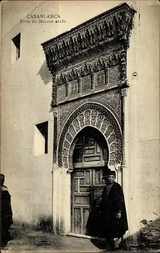 Ak Casablanca Marokko, Porte de Maison arabe, Eingangstor