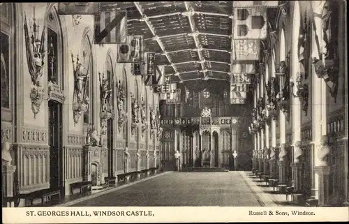 Ak Windsor Berkshire England, Windsor Castle, St. Georges Hall