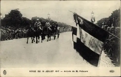 Ak Paris, Revue du 14 Juillet 1917, Arrivee de M. Poincare