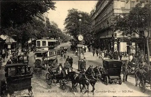 Ak Paris, Boulevard Montmartre, Carrefour Drouot