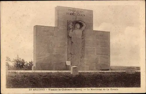 Ak Vienne le Château Marne, Argonne, Le Monument de la Gruerie