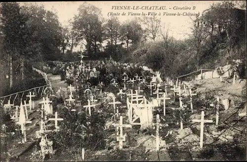 Ak Vienne le Château Marne, Cimetiere B, Route de Vienne la Ville a Vienne le Chateau