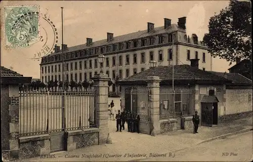 Ak Reims Marne, Caserne Neufchatel, Quartier d'Infanterie, Batiment B