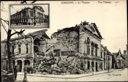 Ak Soissons Aisne, Le Theatre, ruines