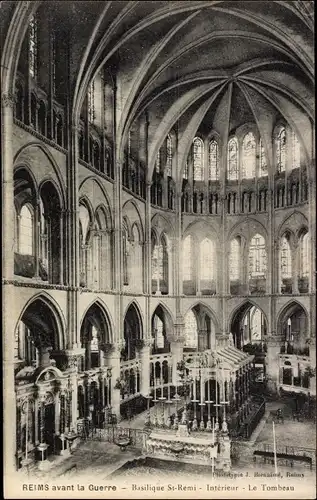 Ak Reims Marne, Basilique St Remi, Interieur, Le Tombeau