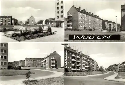 Ak Wolfen in Sachsen Anhalt, Berthold Brecht Straße, Erich Weinert Ring, Goethestraße, Wohngebäude