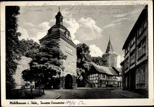 Ak Mühlhausen in Thüringen, Inneres Frauentor, Mauer, Turm