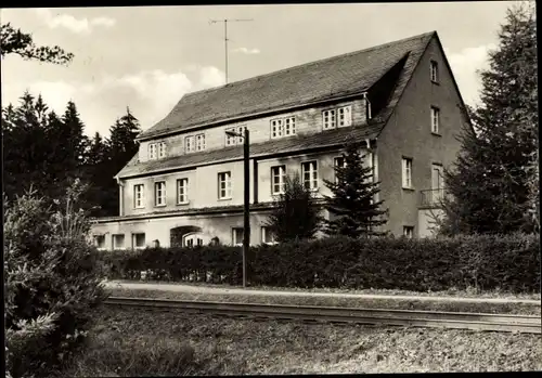 Ak Lössau Schleiz im Vogtland Thüringen, Das Reichsbahnferienheim, Seitenansicht, Schienen