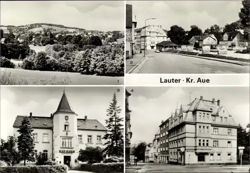 Ak Lauter Bernsbach im Erzgebirge Sachsen, Übersicht, Markt, Rathaus, Blick vom Markt