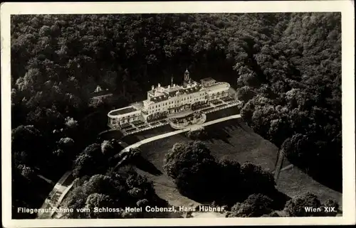 Ak Wien XIX, Fliegeraufnahme Schloss-Hotel Cobenzl