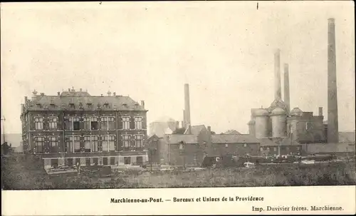 Ak Marchienne au Pont Charleroi Wallonien Hennegau, Bureaux et Usines de la Providence