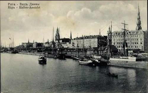 Ak Riga Lettland, Hafenansicht