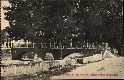 Ak Leiria Portugal, Ponte do bairro dos Anjos sobre o rio Liz, Brücke
