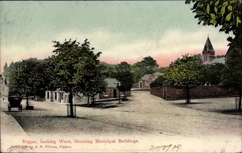 Ak Biggar Schottland, Showing Municipal Buildings, looking West