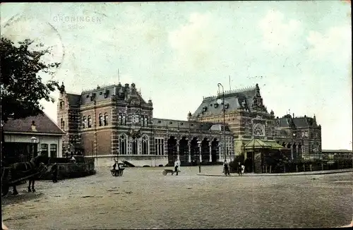 Ak Groningen Niederlande, Station, Bahnhof