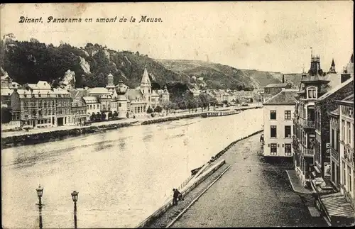 Ak Dinant Wallonien Namur, Panorama en amont de la Meuse