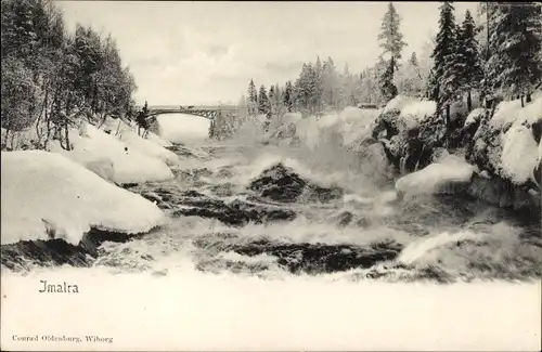 Ak Imatra Finnland, Brücke, Fluss, Wald