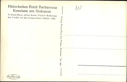 Ak Konstanz am Bodensee, Hotel Barbarossa