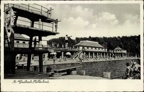 Ak Mönchengladbach am Niederrhein, Volksbad, Turmspringen