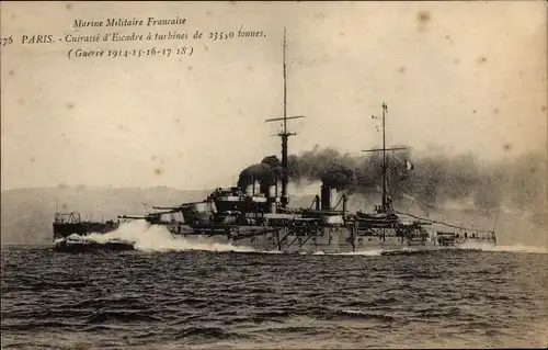 Ak Französisches Kriegsschiff, Paris, Cuirasse d'Escadre