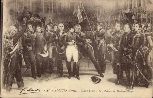 Ak Ajaccio Corse du Sud, Musee Fesch, Les Adieux de Fontainebleau, Napoleon Bonaparte