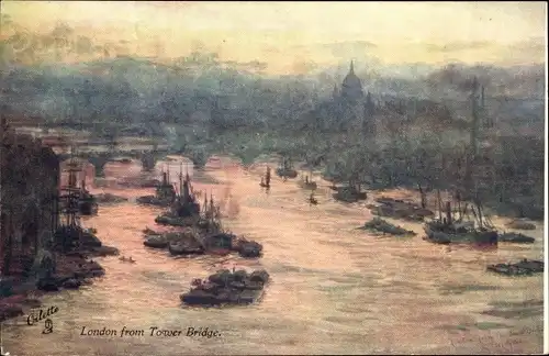 Künstler Ak London City, London from the Tower Bridge, Tuck, Father Thames, No. 7514